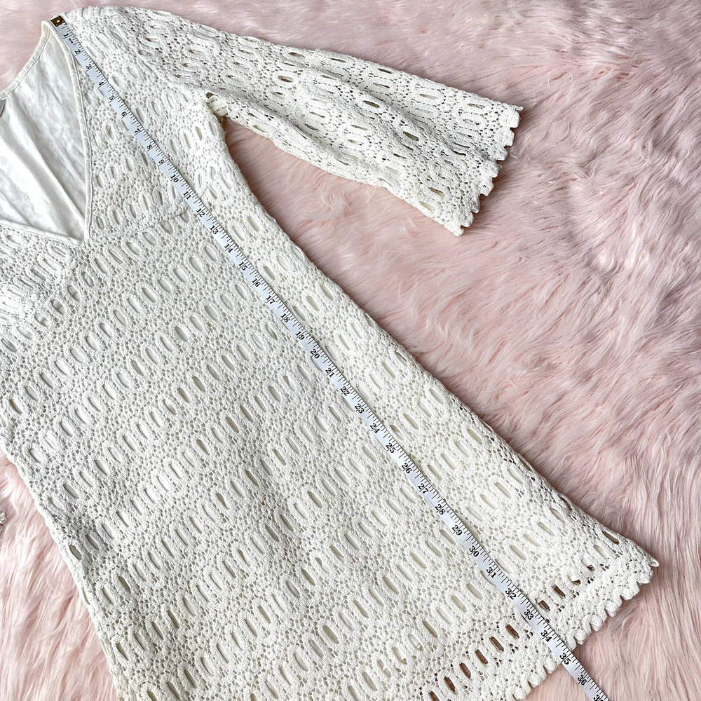 TRINA TURK Off White Cotton Eyelet Crochet Sheath Dress - Size 8 - Picture 13 of 14